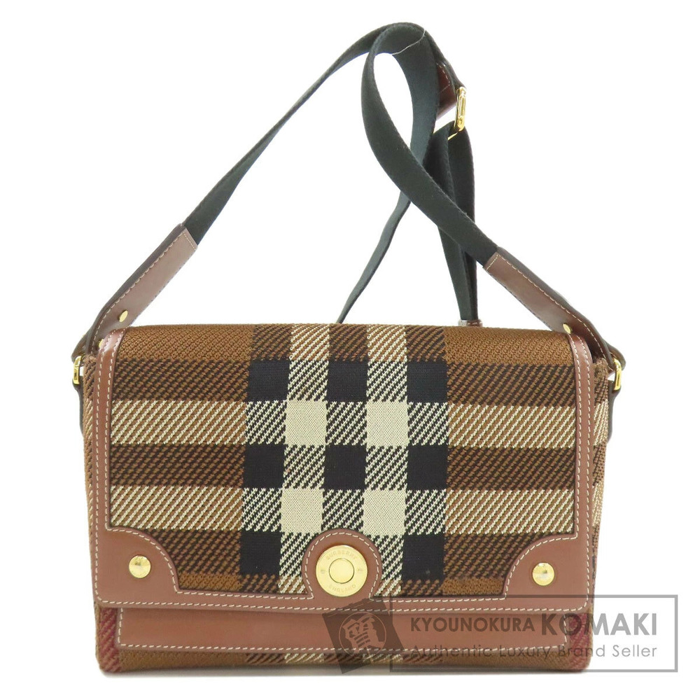 Burberry Check Shoulder Bag Canvas Leather